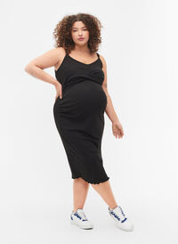 Pregnancy dress in rib, Black, Model