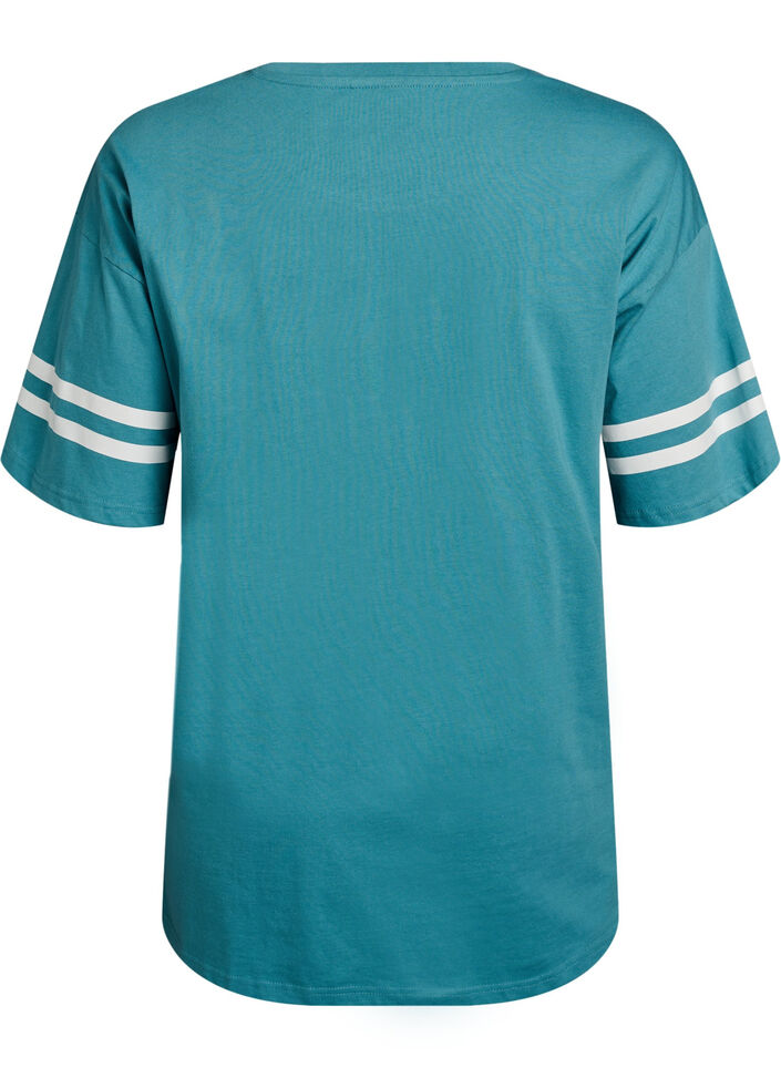 Sporty oversized college T-shirt, Blue, Packshot image number 1