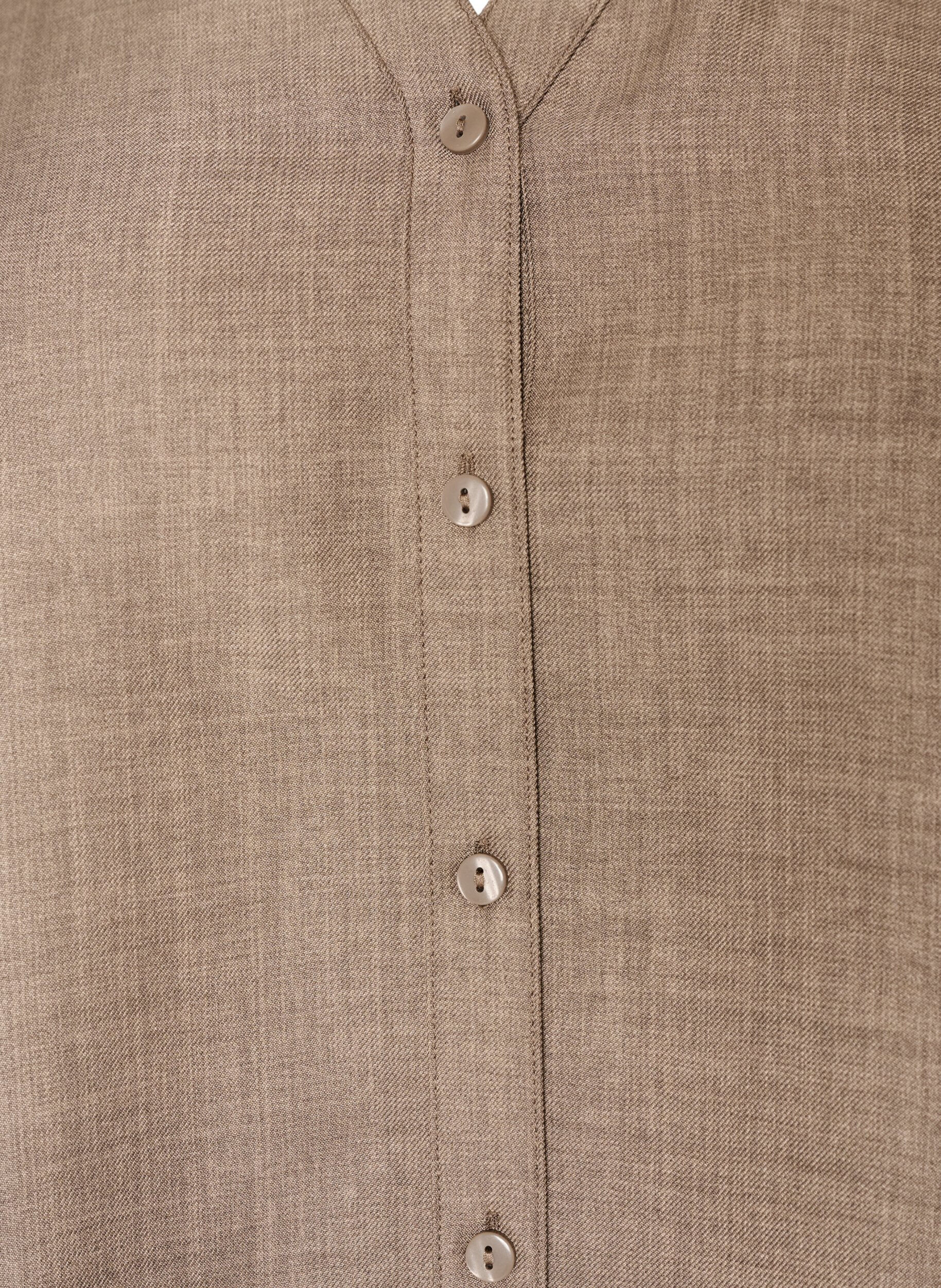 ZizzifashionLoose shirt with V-neck, Brown, Packshot image number 2