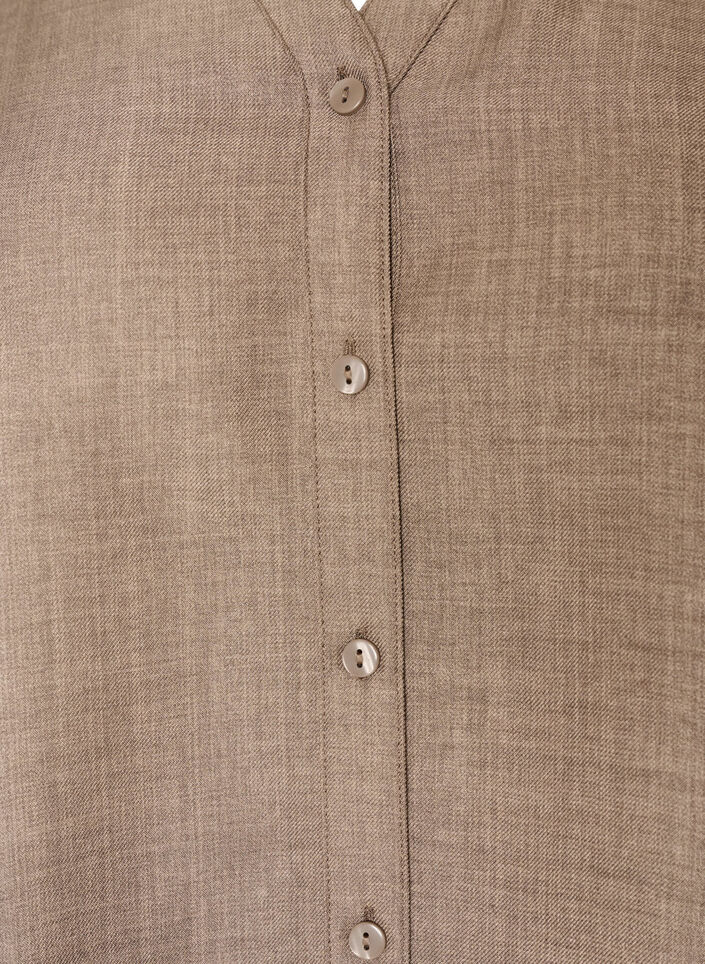 Loose shirt with V-neck, Brown, Packshot image number 2