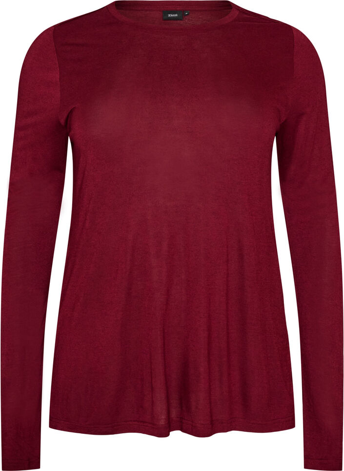 Long-sleeved blouse in wool and viscose, Red, Packshot image number 0