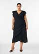 Wrap dress in cotton muslin with ruffles, Black, Model image number 0