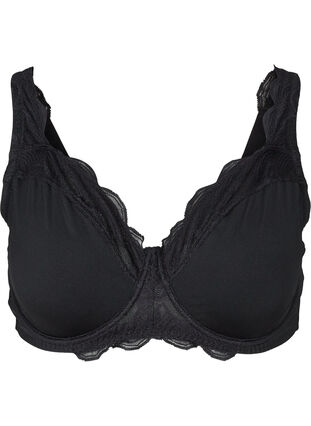 Underwired Figa bra with lace trim, Black, Packshot image number 0