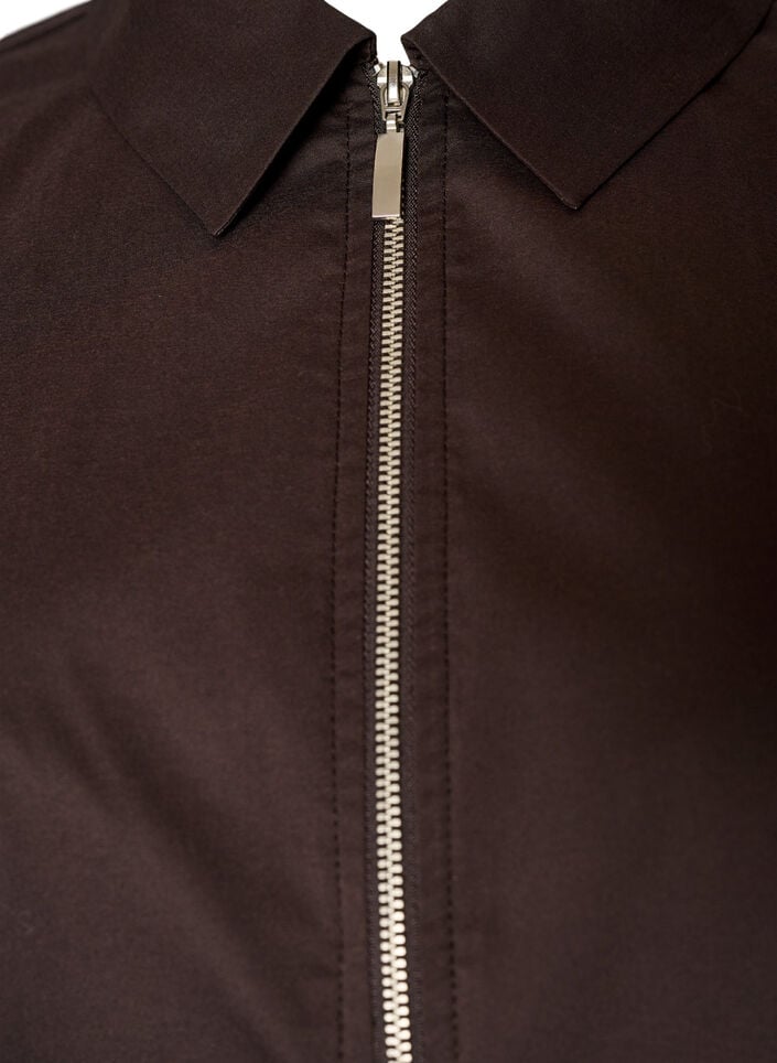 Short shirt with a two-way zip, Brown, Packshot