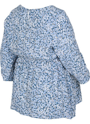 Maternity blouse in viscose and dot print, Blue Flower AOP, Packshot image number 1