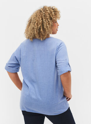 Shirt with 3/4 sleeves and v-neckline, Ultramarine, Model image number 1