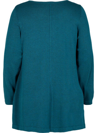 Round neck knitted jumper in cotton blend, Reflecting Pond, Packshot image number 1