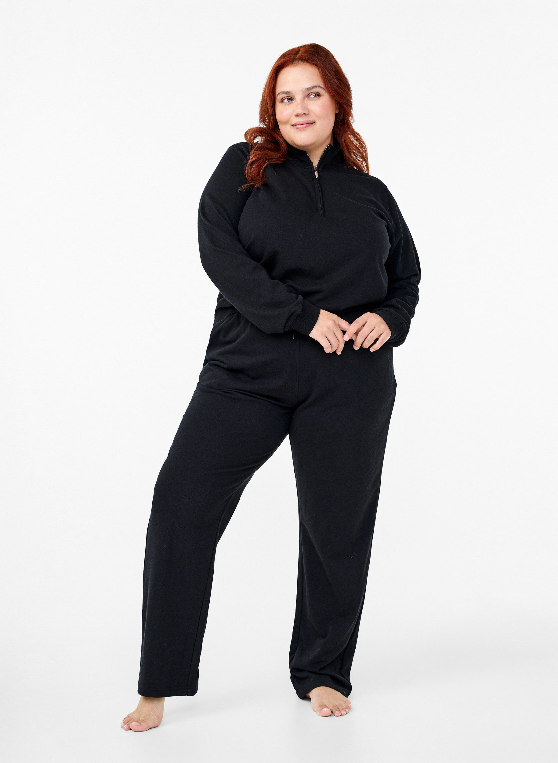 Zizzifashion High neck sweatshirt with zip, Black, Model image number 1