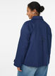 Short trench coat with collar and raglan sleeves, Blue, Model image number 2