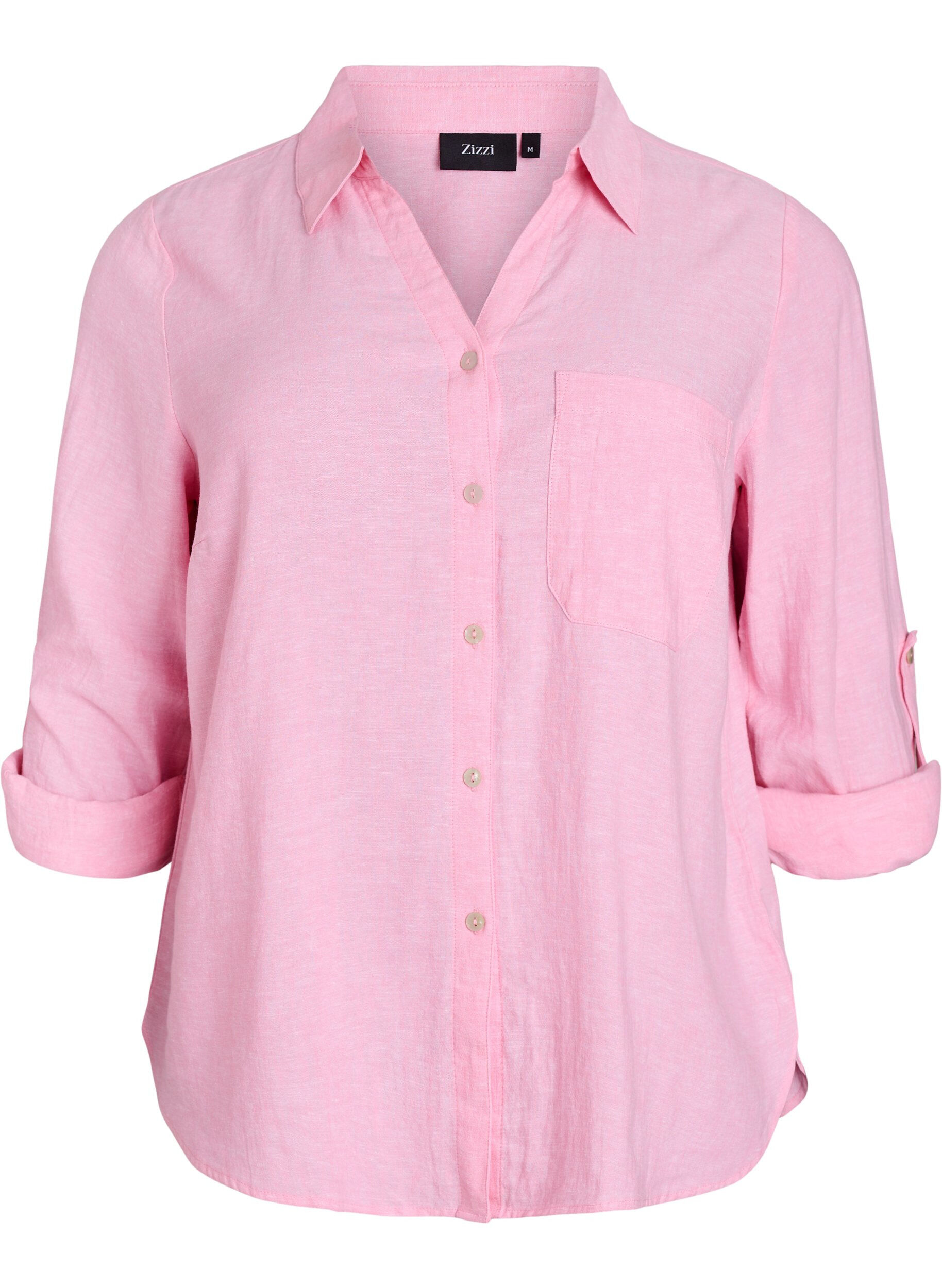Shirt in linen and viscose with 3/4 sleeves