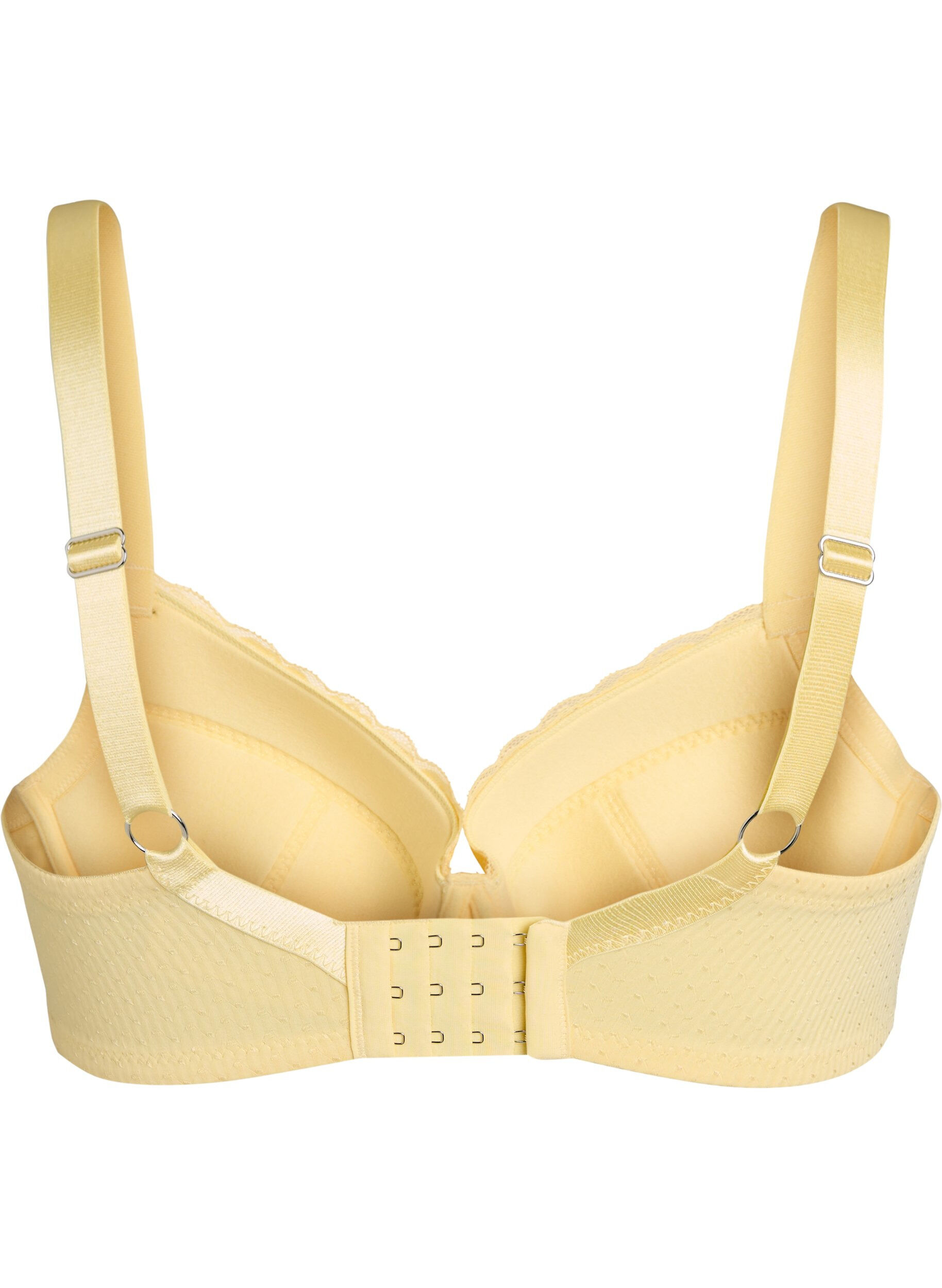 Zizzifashion Padded bra with lace and dobby texture, Yellow, Packshot image number 1