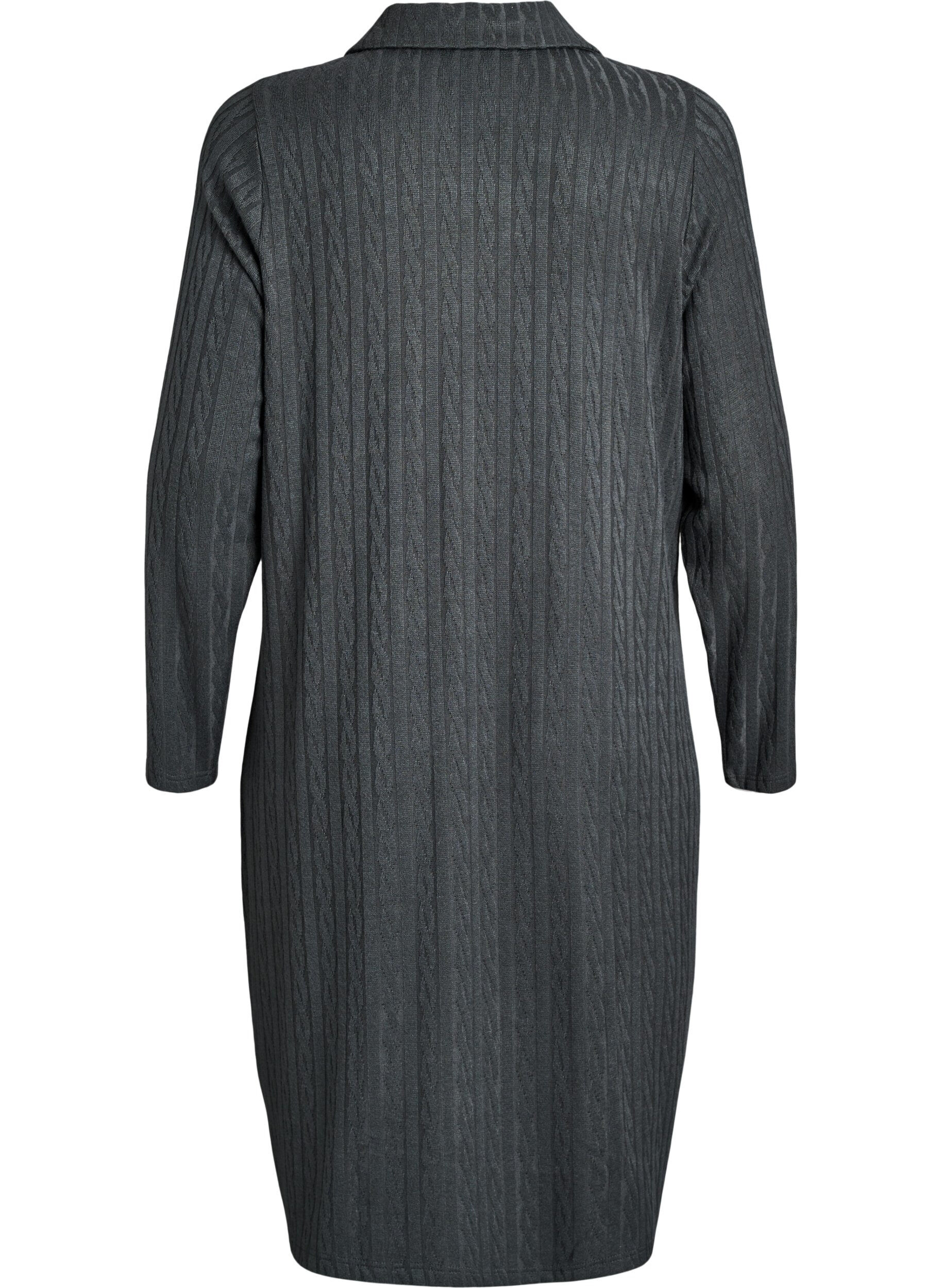 Zizzifashion Dress with cable structure and v-neck, Green, Packshot image number 1