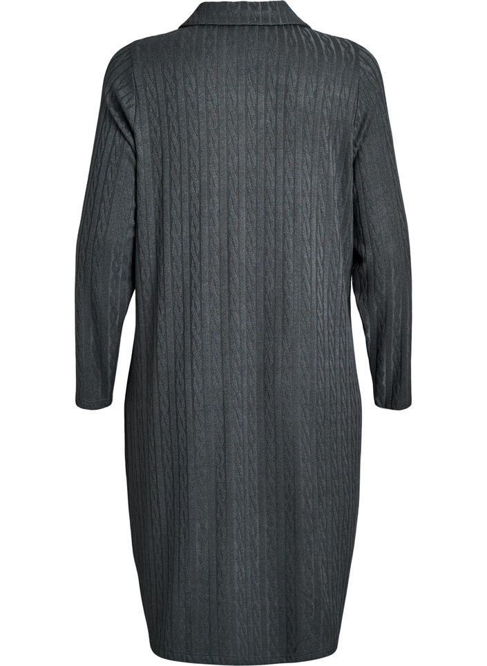 Dress with cable structure and v-neck, Green, Packshot image number 1