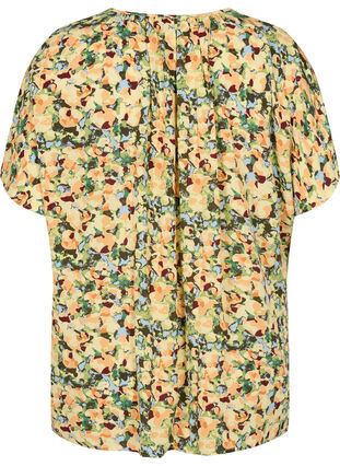 Short sleeves blouse in viscose, Yellow  Summer AOP, Packshot image number 1