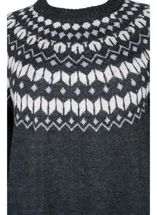 Patterned knit dress with wool, Dark Grey Mel Comb, Packshot image number 2