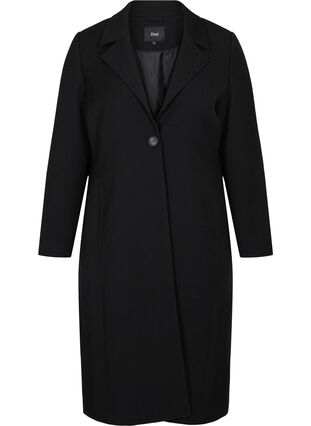 Long coat with button closure, Black, Packshot image number 0