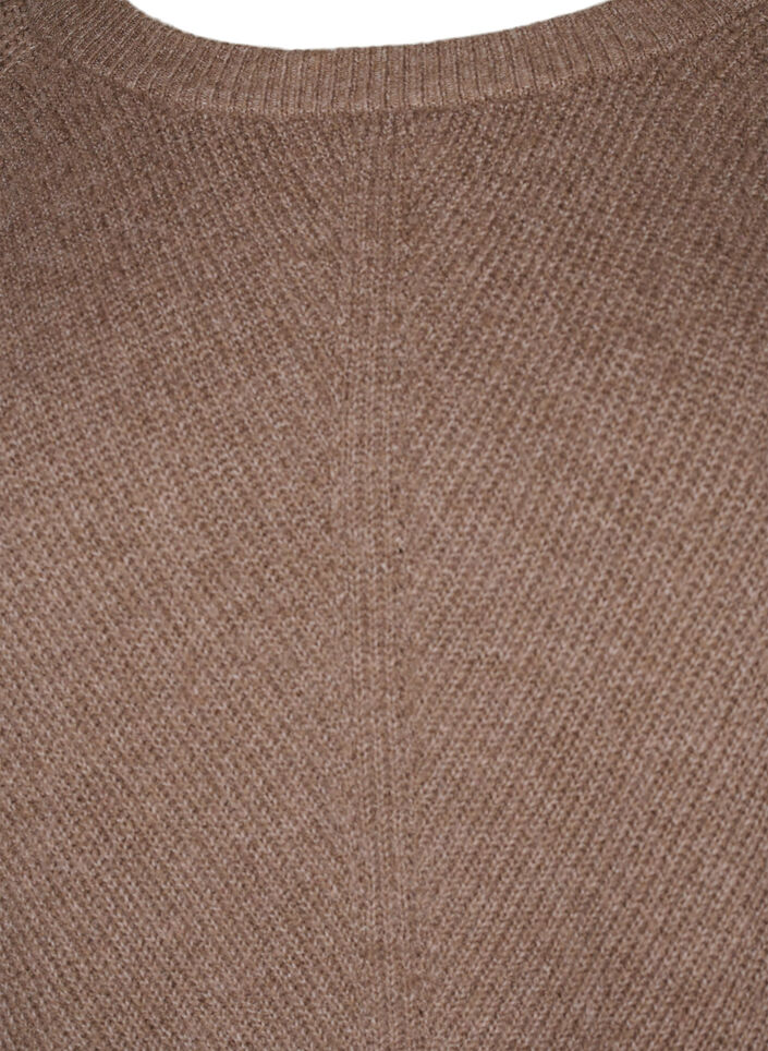 Melange pullover with side slit, Walnut/White Mel., Packshot image number 2