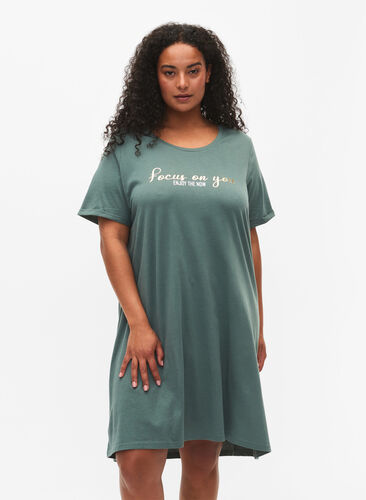 Short-sleeved nightgown in organic cotton, Balsam W. Enjoy, Model image number 0
