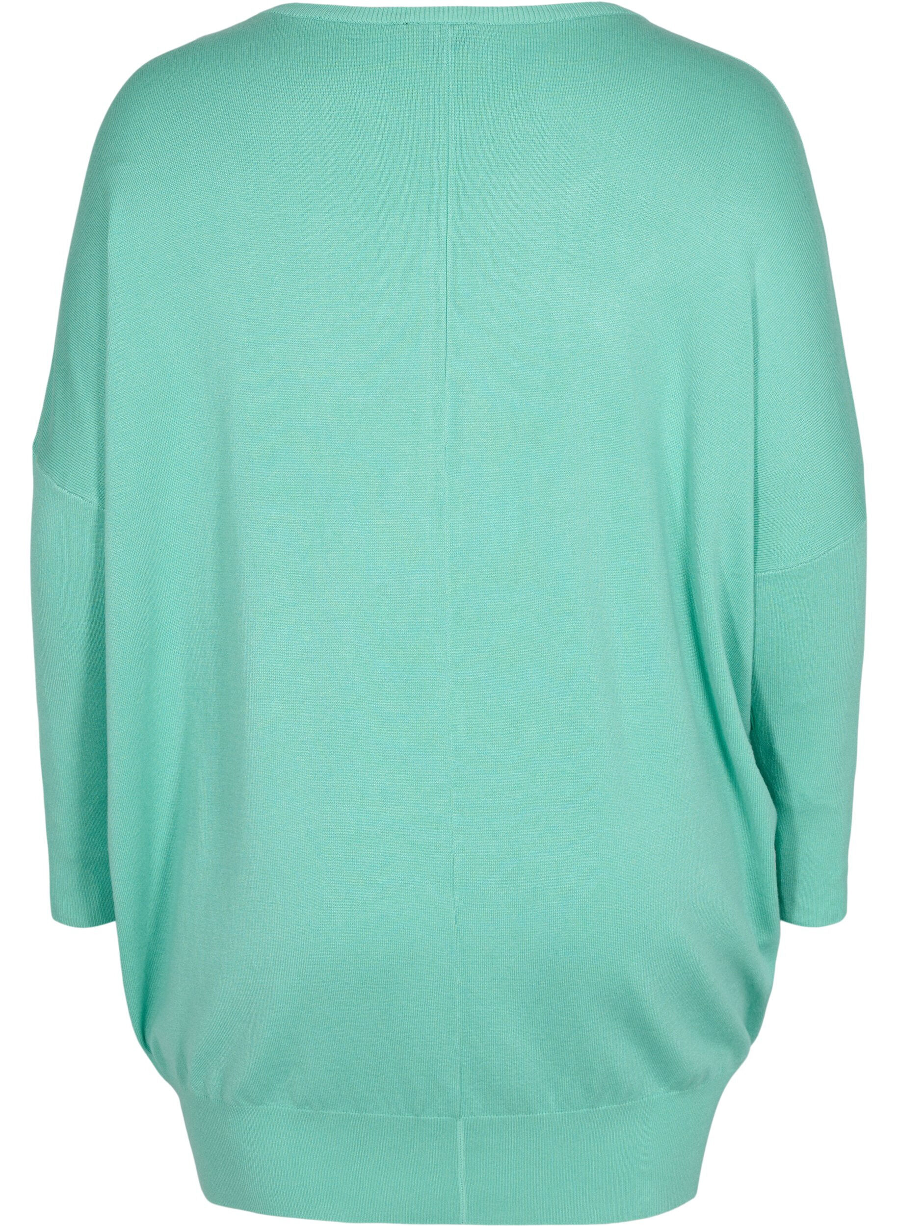 Zizzifashion Knitted jumper with round neckline, Dusty Jade Green, Packshot image number 1