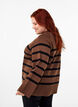 Striped knitted blouse with round neck, Carafe w. black , Model image number 1