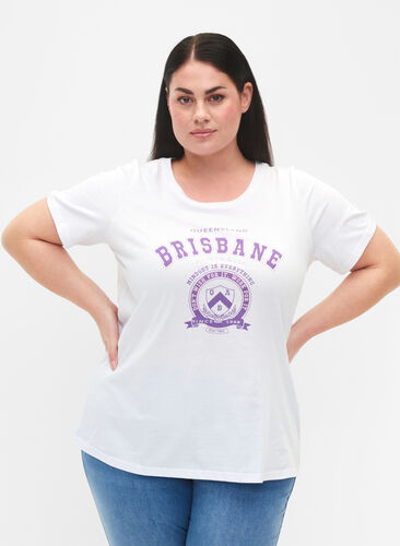 Cotton T-shirt with print, B.W. Brisbane, Model image number 0