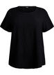 FLASH - Short-sleeved blouse with texture, Black, Packshot image number 0