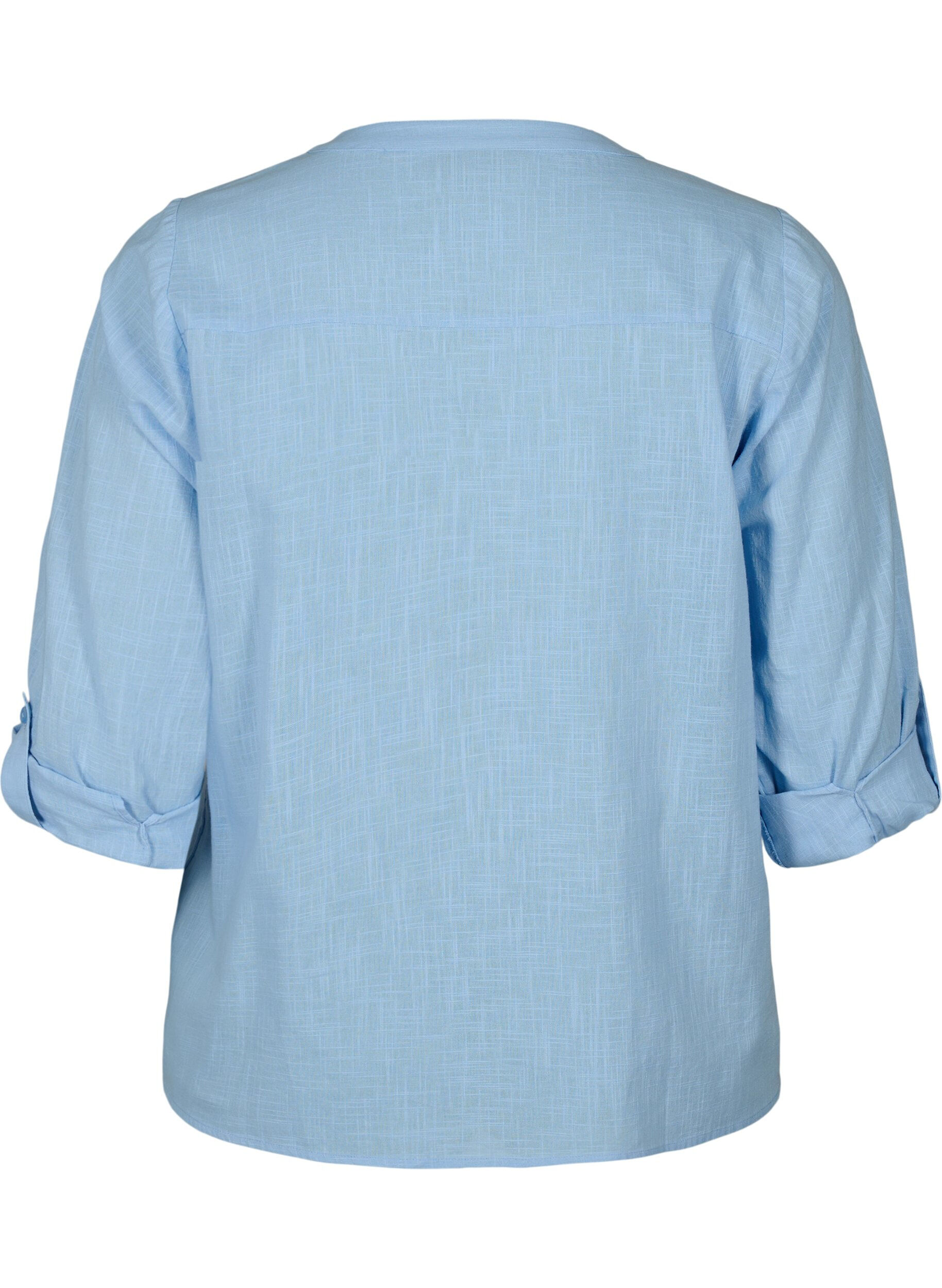 Zizzifashion Shirt blouse in cotton with a v-neck, Serenity, Packshot image number 1