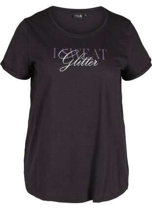 Sports t-shirt with print, Black Glitter, Packshot image number 0