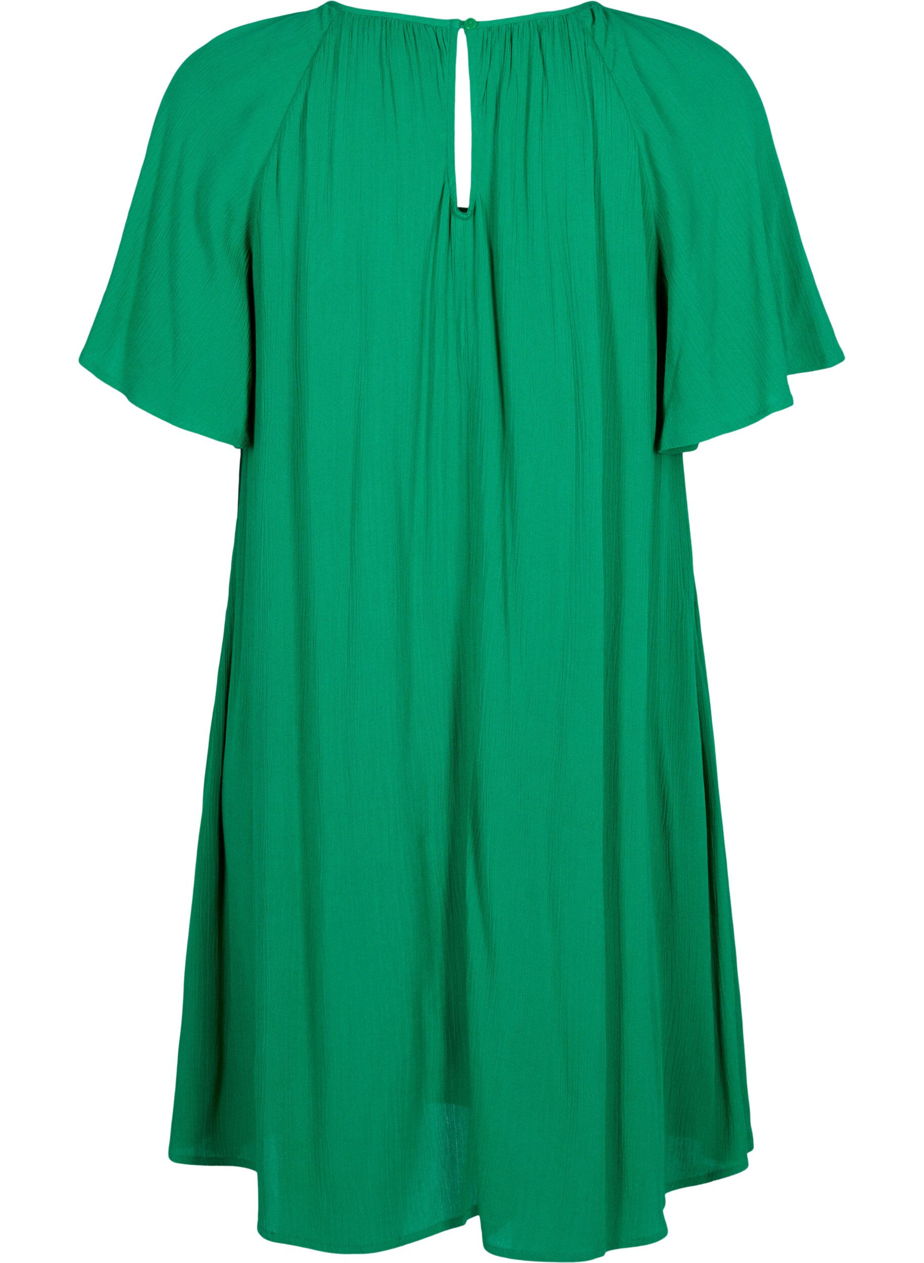 Zizzifashion Viscose dress with short sleeves, Jolly Green, Packshot image number 1