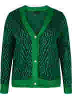 Patterned knitted cardigan with buttons, Jolly Green Comb, Packshot