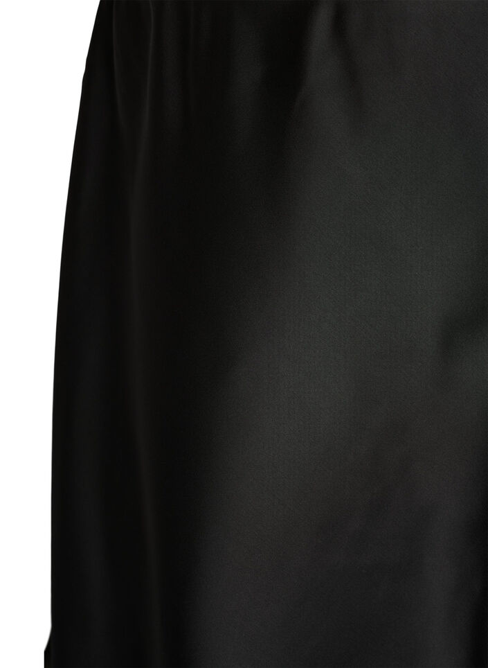 Satin-look skirt with lace trim, Black, Packshot image number 2