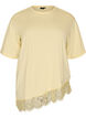 T-shirt with asymmetric lace hem, Yellow, Packshot image number 0