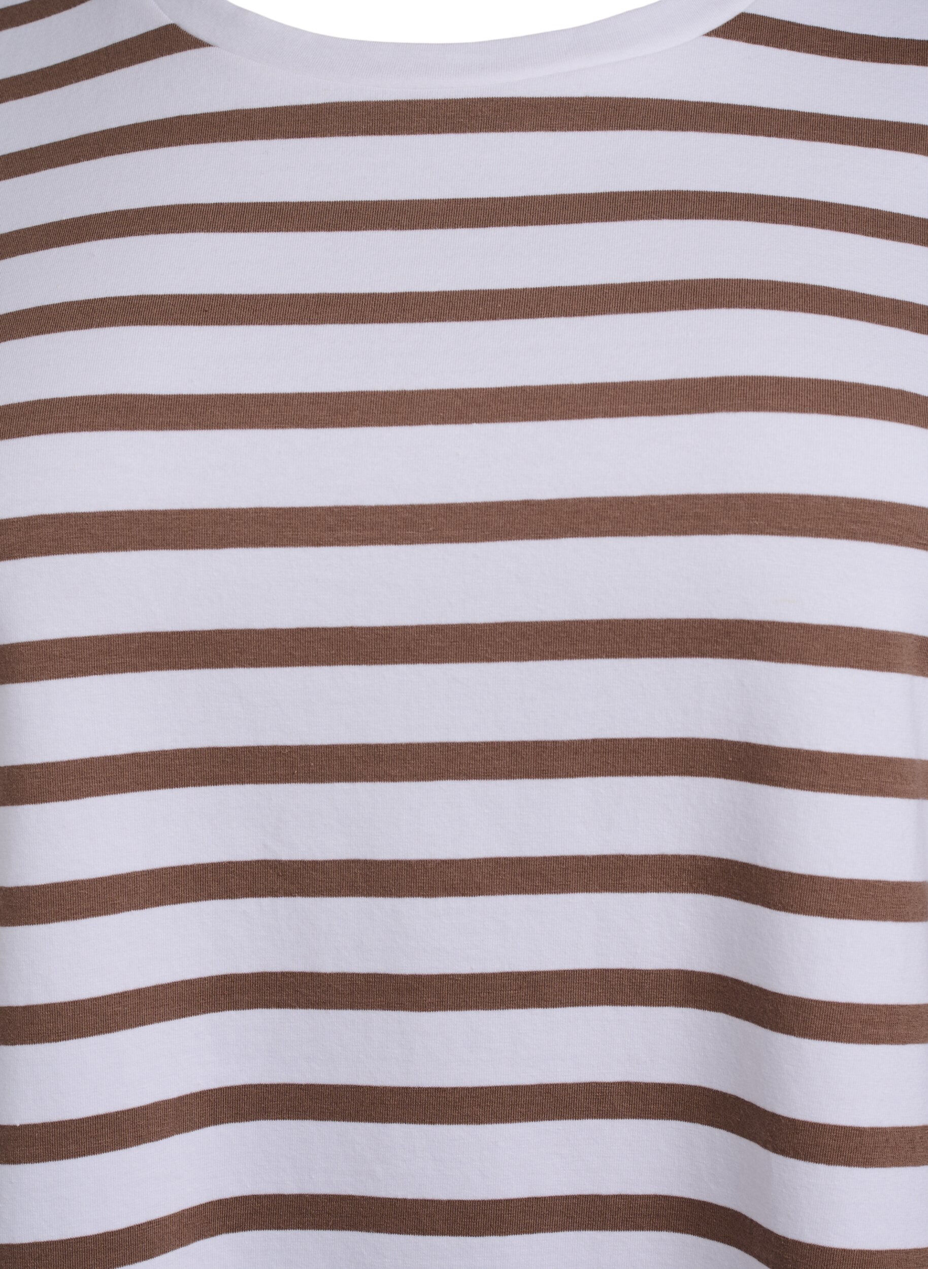 Zizzifashion Striped T-shirt in organic cotton, Brown, Packshot image number 2