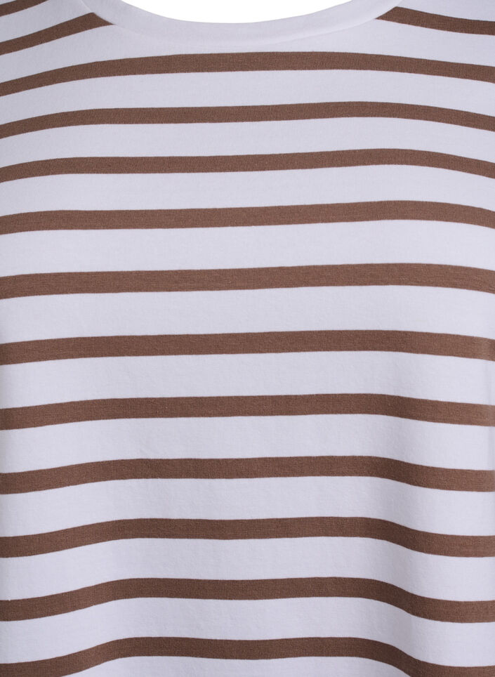 Striped T-shirt in organic cotton, Brown, Packshot image number 2