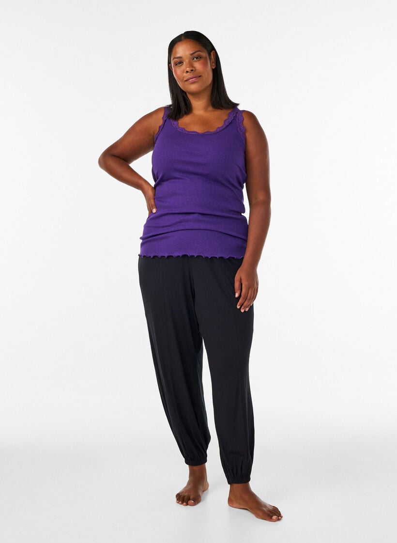 Top with lace trim, Purple, Model image number 1