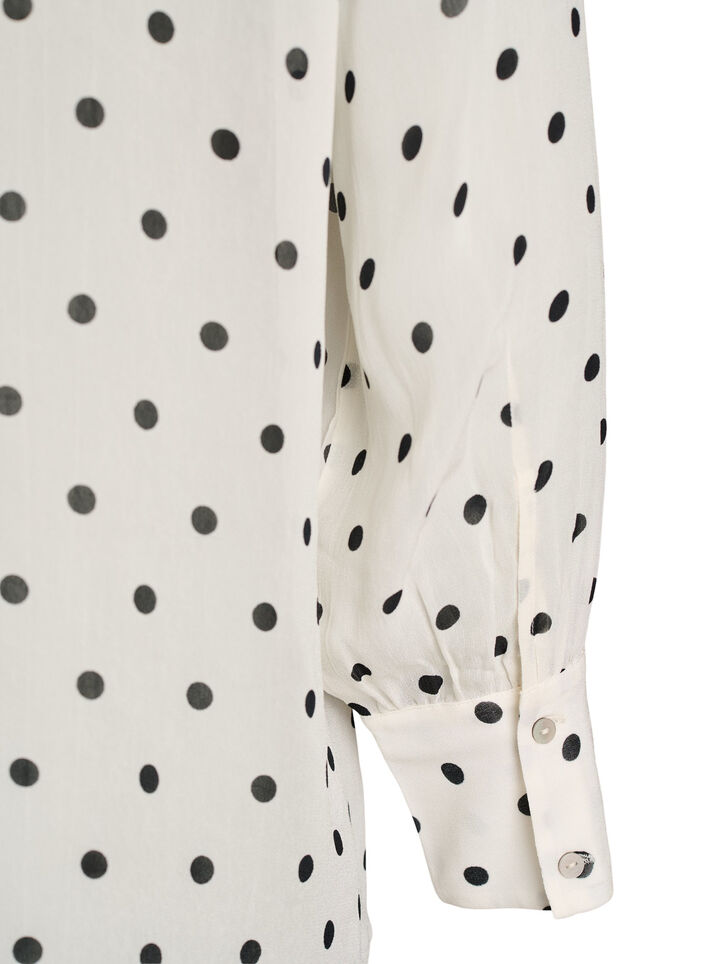 Viscose blouse with a ruffle collar, White, Packshot image number 3