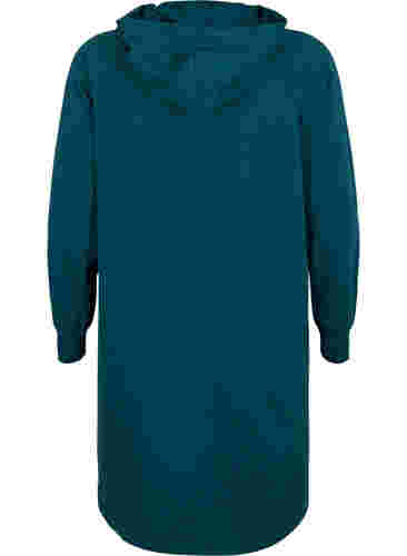 Long sleeved sweatshirt dress with hood, Deep Teal, Packshot image number 1