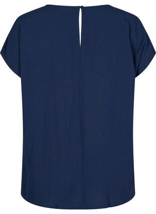 Short-sleeved viscose blouse with round neck, Navy Blazer, Packshot image number 1