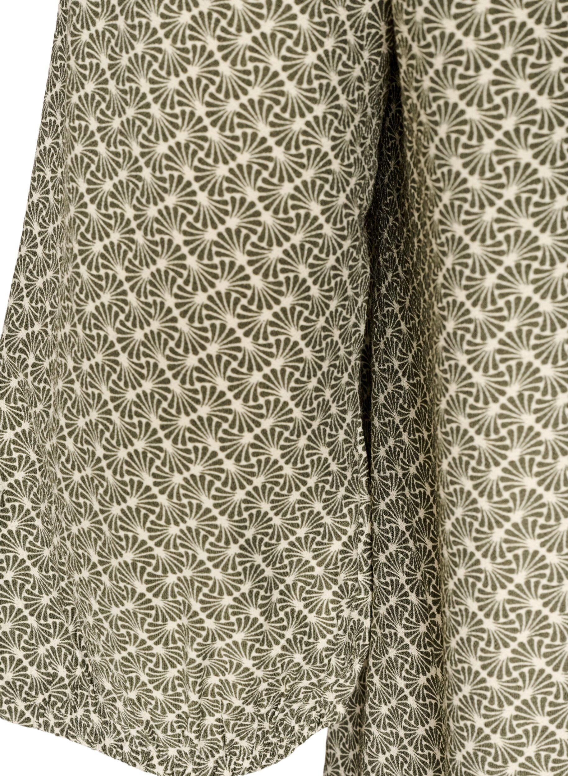 ZizzifashionPatterned viscose blouse with 3/4-sleeves, Green, Packshot image number 3
