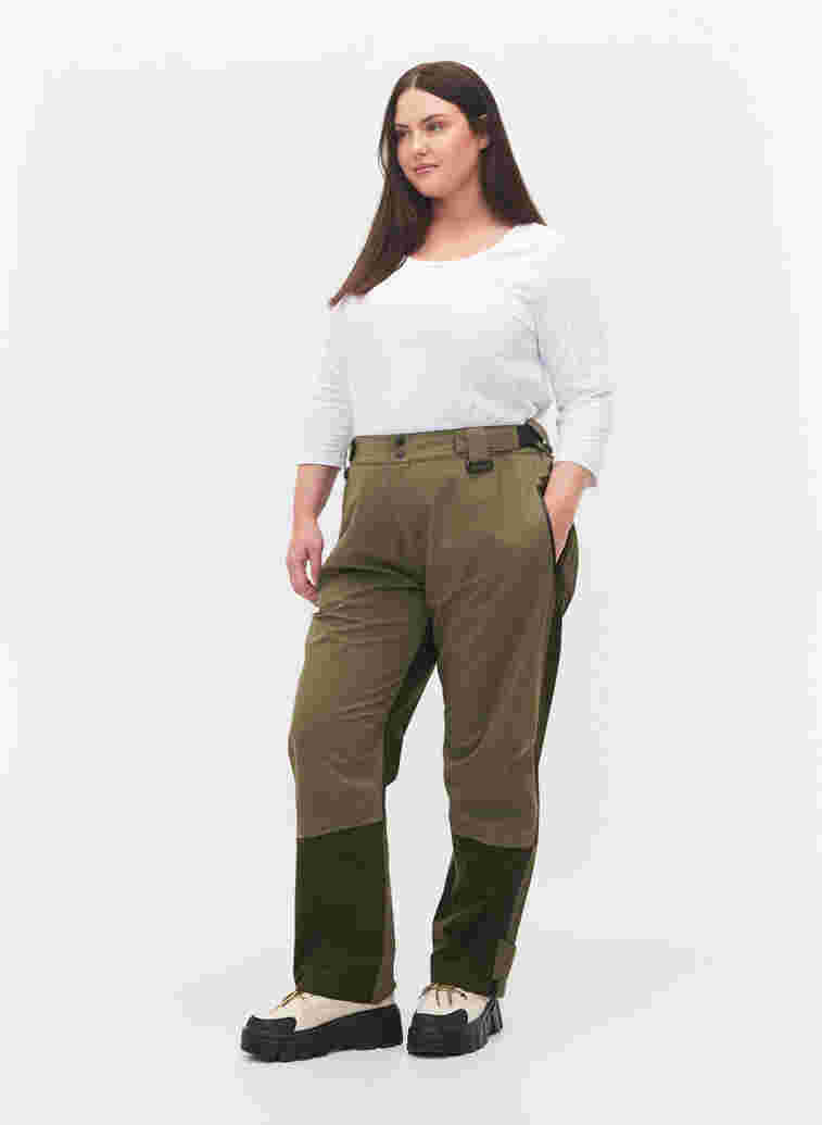Waterproof shell trousers with pockets, Forest Night Comb, Model image number 0