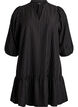 Short A-line dress with pinstripes and a ruffle hem, Black, Packshot image number 0