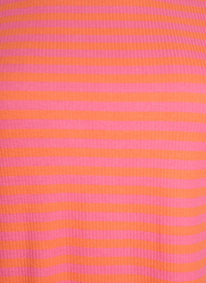 Striped T-shirt with ribbed texture, Coral, Packshot image number 2