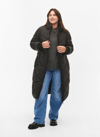 Long puffer winter jacket, Black, Model