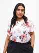 Floral viscose blouse with short sleeves, White AOP flower, Model image number 0