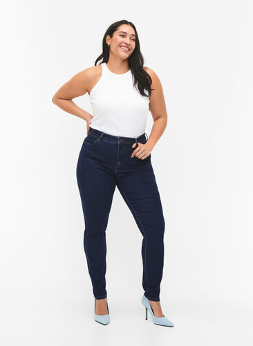 Amy jeans with a high waist and super slim fit, Dark blue, Model image number 0
