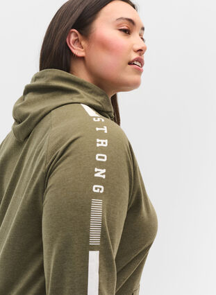  Sweatshirt with hood and zip, Ivy Green Melange, Model image number 2