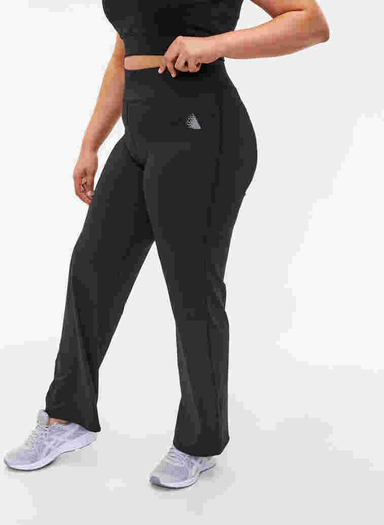 Flared workout bottoms, Black, Model