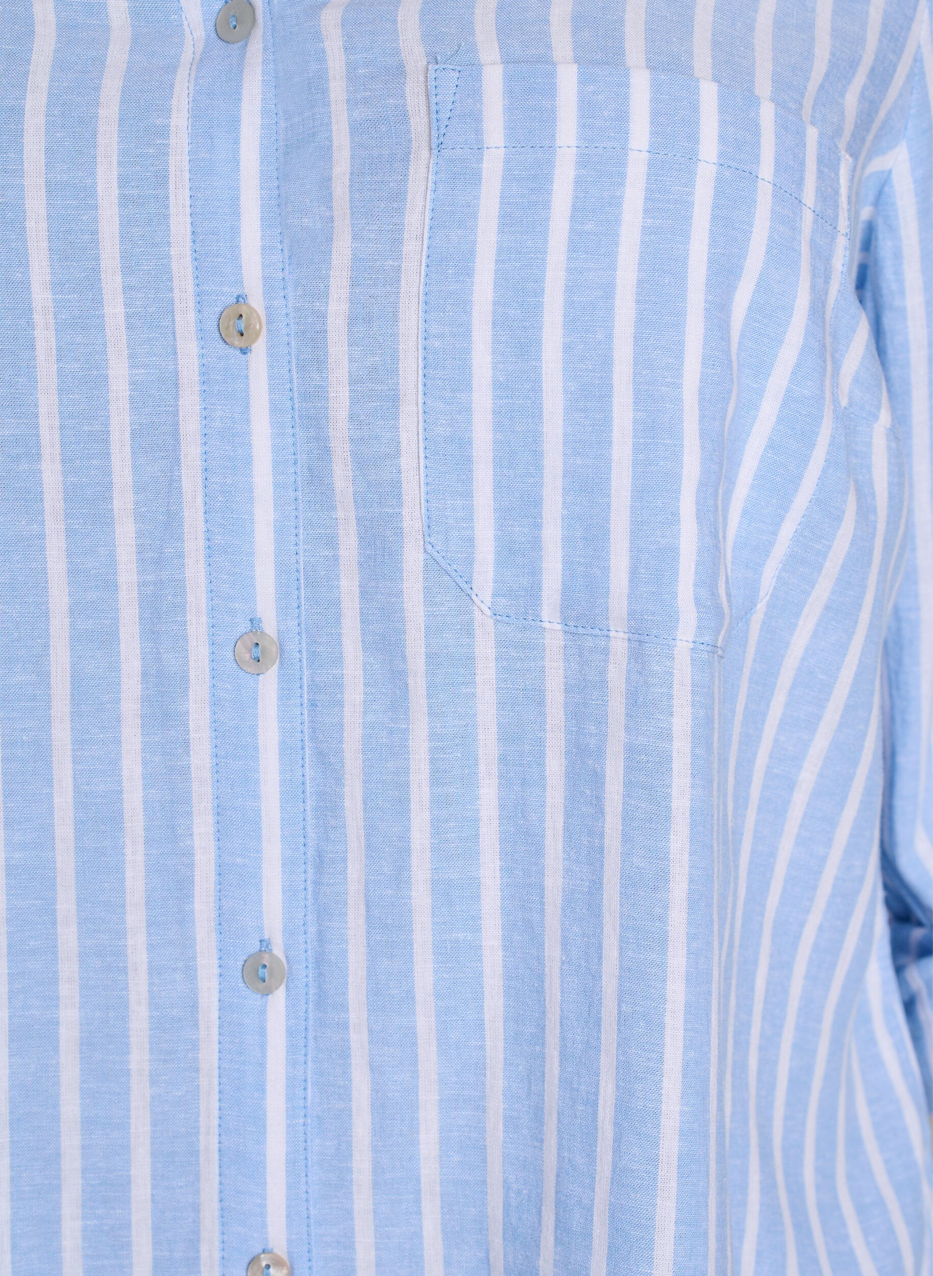 ZizzifashionShirt in linen and viscose with 3/4 sleeves, Light Blue, Packshot image number 2