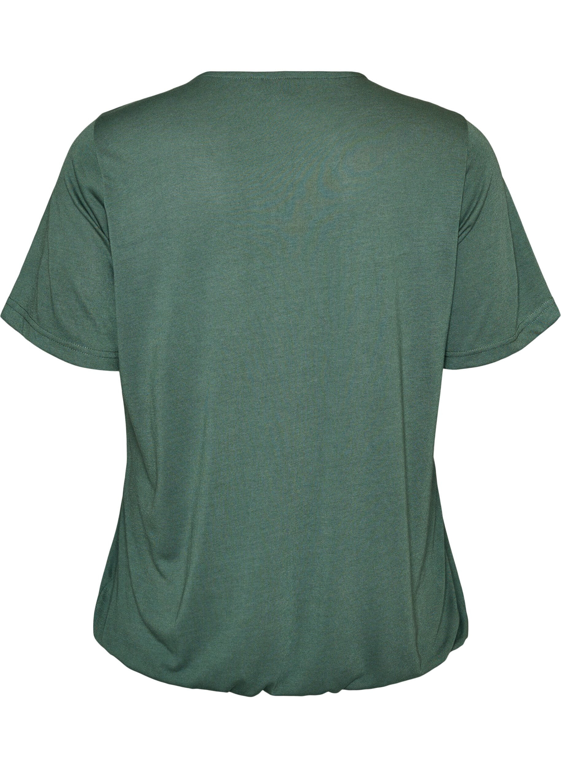 ZizzifashionBlouse with lace insert and balloon sleeves, Green, Packshot image number 1