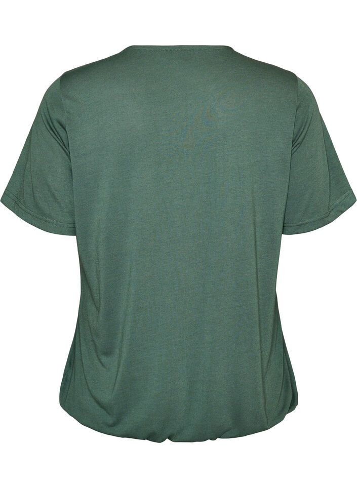 Blouse with lace insert and balloon sleeves, Green, Packshot image number 1